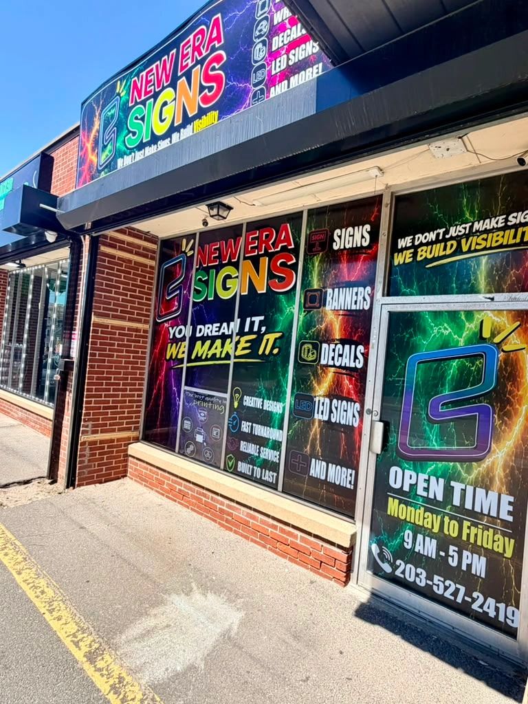 New Era Sign shop and window graphics in Waterbury